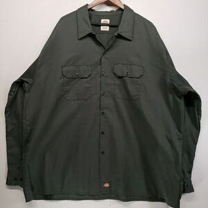 Dickies Work Shirt 4XT Green Long Sleeve Button Up Big & Tall